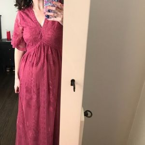 PINKBLUSH magenta lace maternity dress small